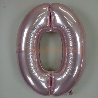 Шар (34''/86 см) Цифра, 0 Slim, Светло-розовый